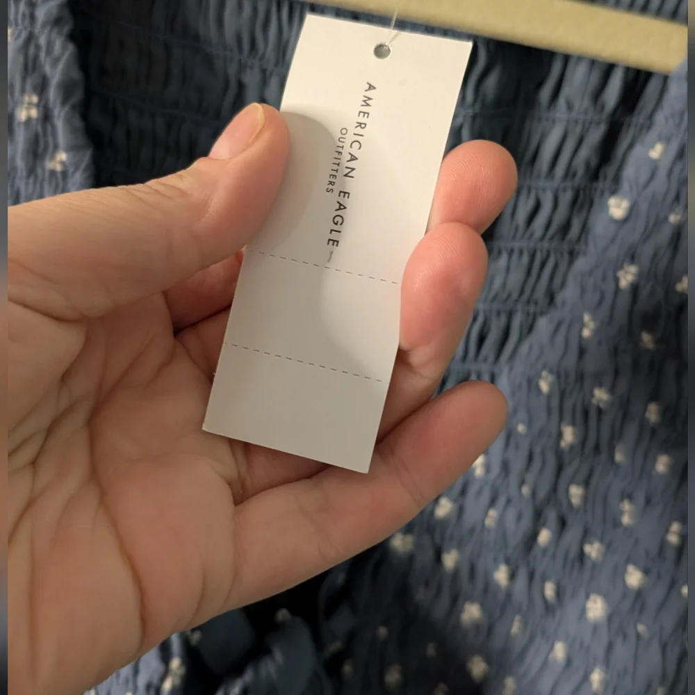 American Eagle Blue Floral, Tie Front, Short Sleeve mini dress sz XL NWT - Picture 4 of 8